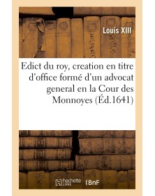 Edict du roy, portant...